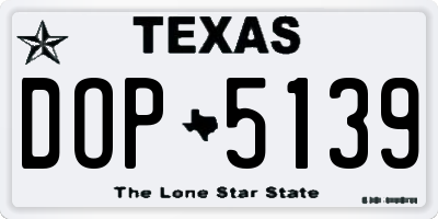 TX license plate DOP5139