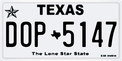 TX license plate DOP5147