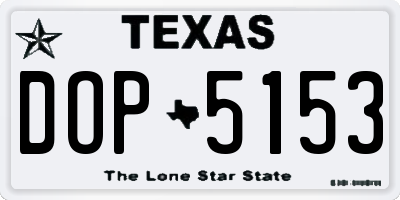 TX license plate DOP5153