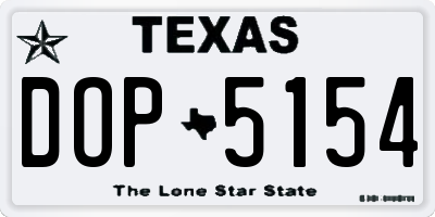 TX license plate DOP5154