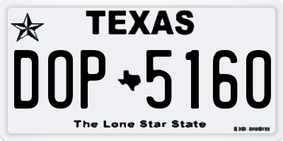 TX license plate DOP5160