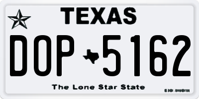 TX license plate DOP5162