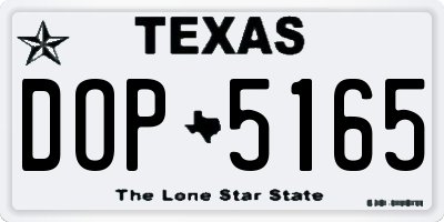 TX license plate DOP5165