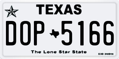 TX license plate DOP5166