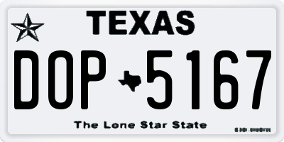 TX license plate DOP5167