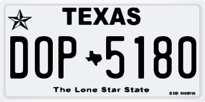TX license plate DOP5180
