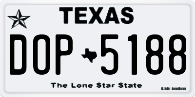 TX license plate DOP5188