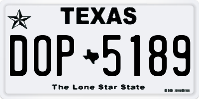 TX license plate DOP5189