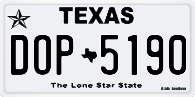 TX license plate DOP5190