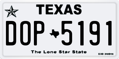 TX license plate DOP5191