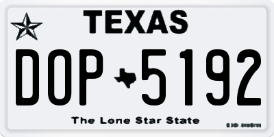 TX license plate DOP5192
