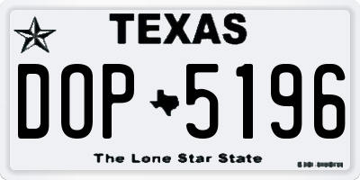 TX license plate DOP5196