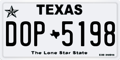 TX license plate DOP5198