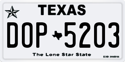 TX license plate DOP5203
