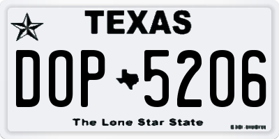 TX license plate DOP5206