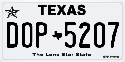 TX license plate DOP5207