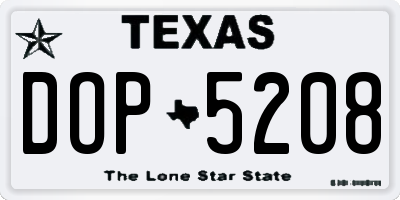 TX license plate DOP5208