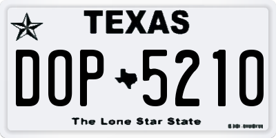 TX license plate DOP5210