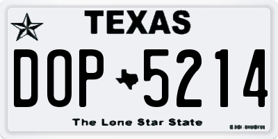 TX license plate DOP5214