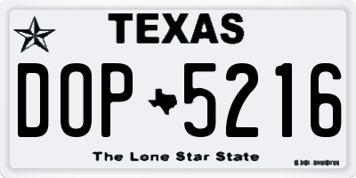 TX license plate DOP5216