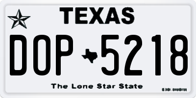 TX license plate DOP5218