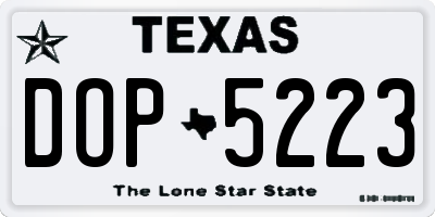 TX license plate DOP5223