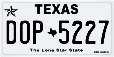 TX license plate DOP5227