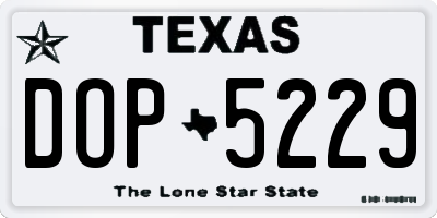 TX license plate DOP5229