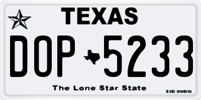 TX license plate DOP5233