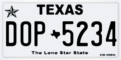 TX license plate DOP5234