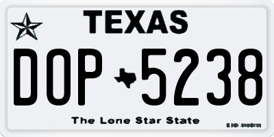 TX license plate DOP5238