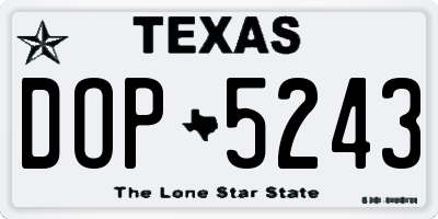 TX license plate DOP5243