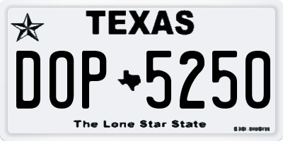 TX license plate DOP5250