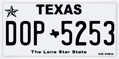 TX license plate DOP5253
