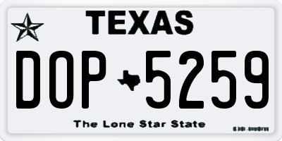 TX license plate DOP5259