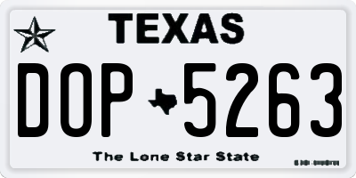 TX license plate DOP5263