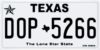 TX license plate DOP5266