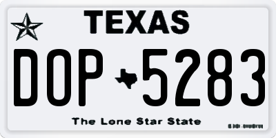 TX license plate DOP5283