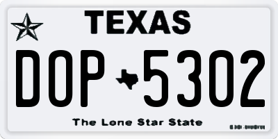 TX license plate DOP5302