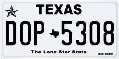 TX license plate DOP5308