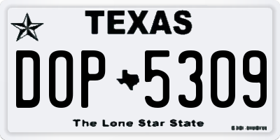 TX license plate DOP5309