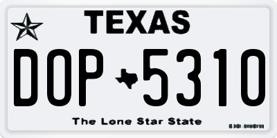 TX license plate DOP5310