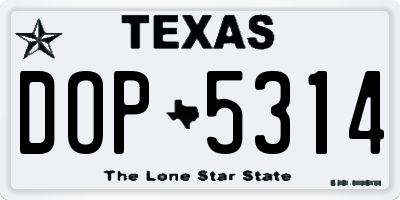 TX license plate DOP5314