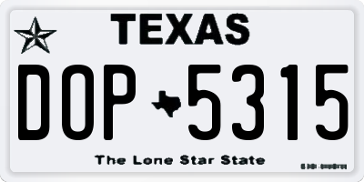 TX license plate DOP5315