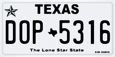 TX license plate DOP5316