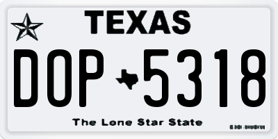 TX license plate DOP5318