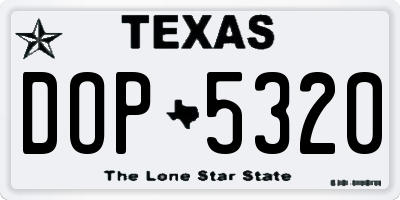 TX license plate DOP5320
