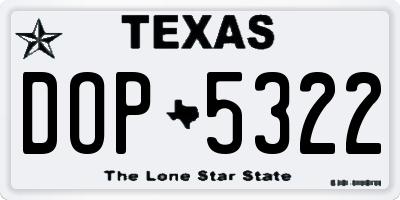 TX license plate DOP5322