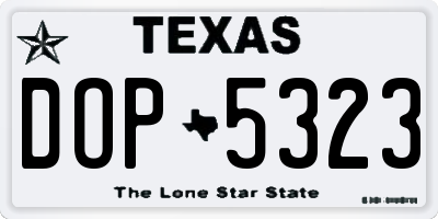 TX license plate DOP5323