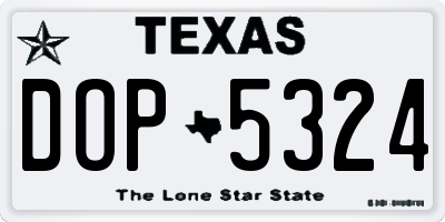 TX license plate DOP5324